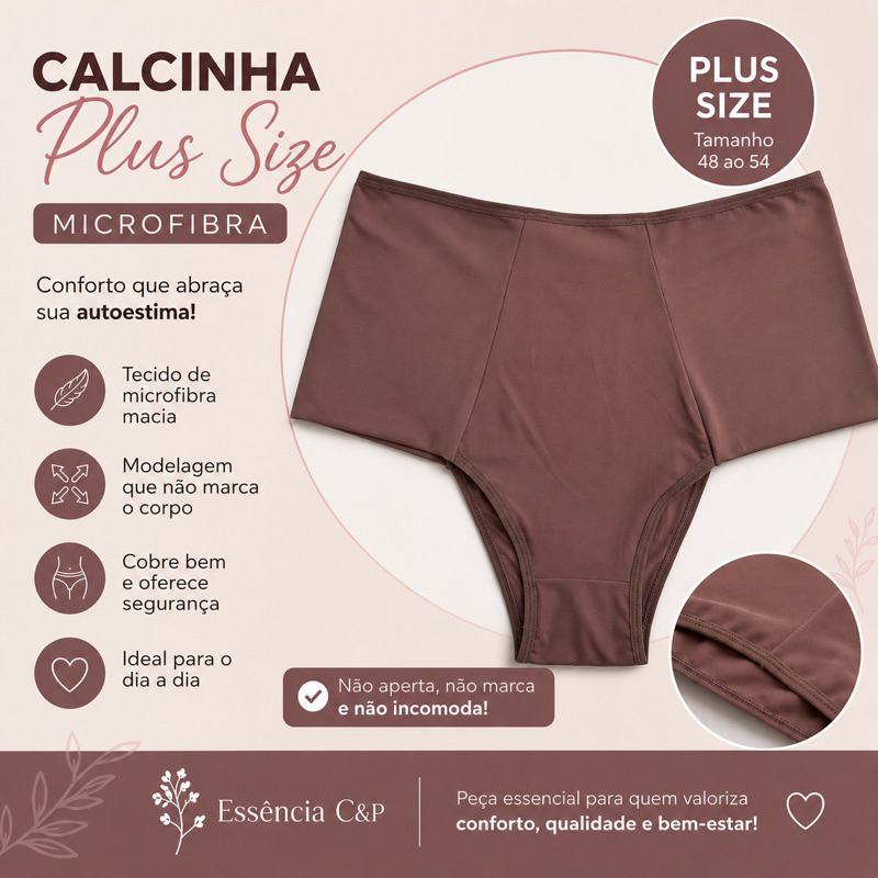 CALCINHA MODELADORA MICROFIBRA, TANGA, CINTURA ALTA, LATERAL LARGA, LEVE COMPRESSÃO ,PLUS SIZE 48 AO 54