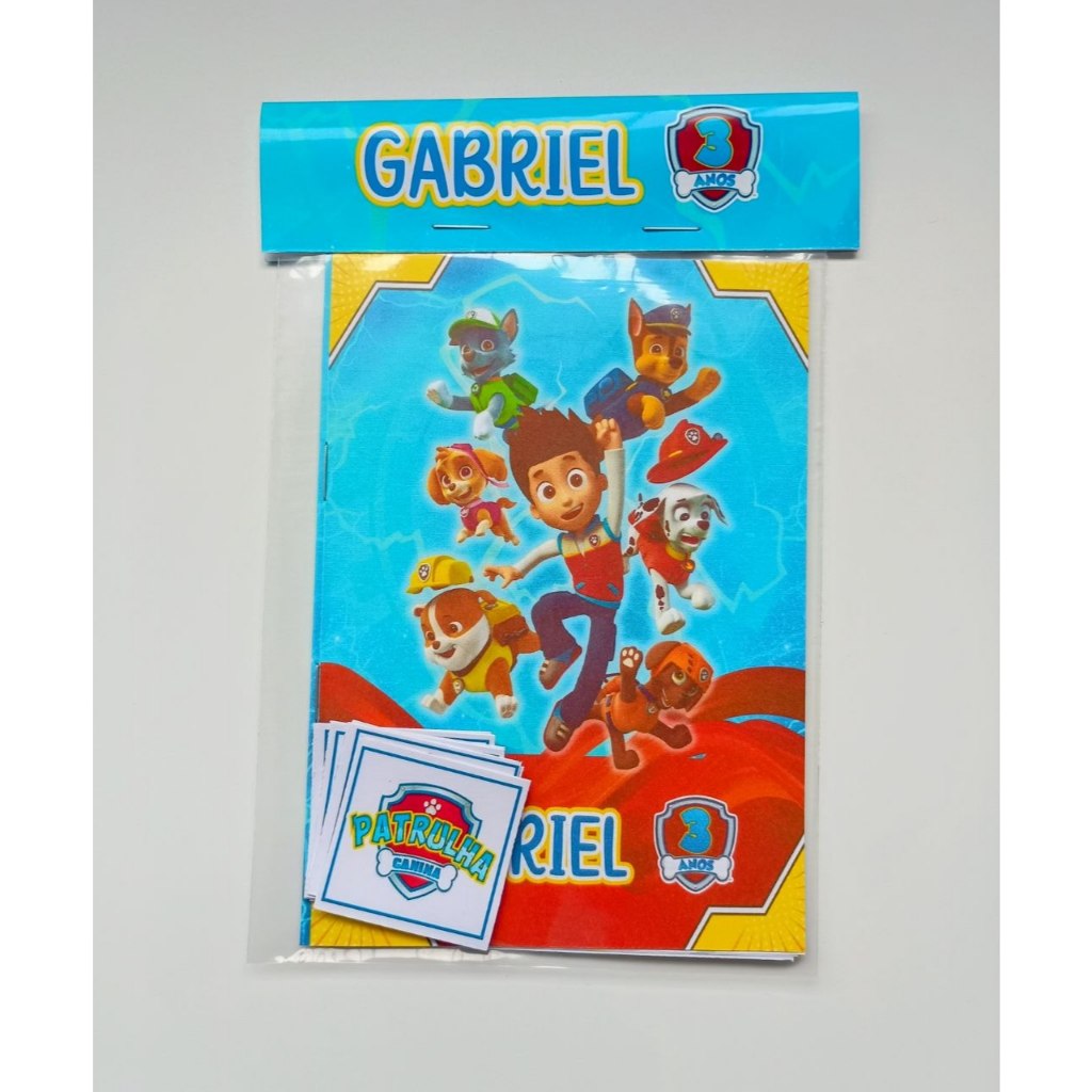 Álbum de Figurinhas e Livrinho de Colorir 10x15 Lembrancinha Personalizada Aniversário Infantil Patrulha Canina