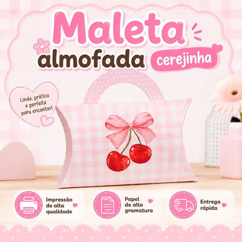Maletinha Personalizada Cerejinha Lembrancinha Festa Infantil