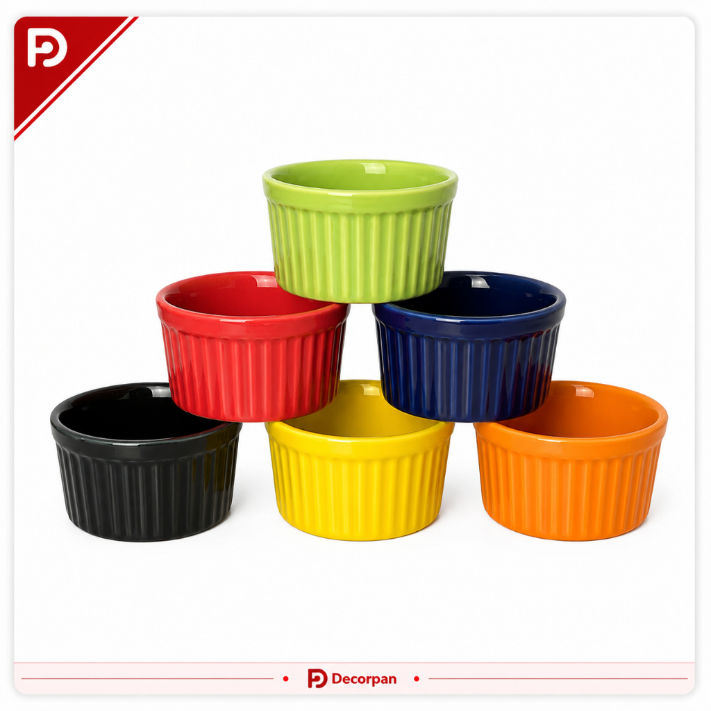 Kit 6 Ramequins Coloridos de Porcelana Decorpan