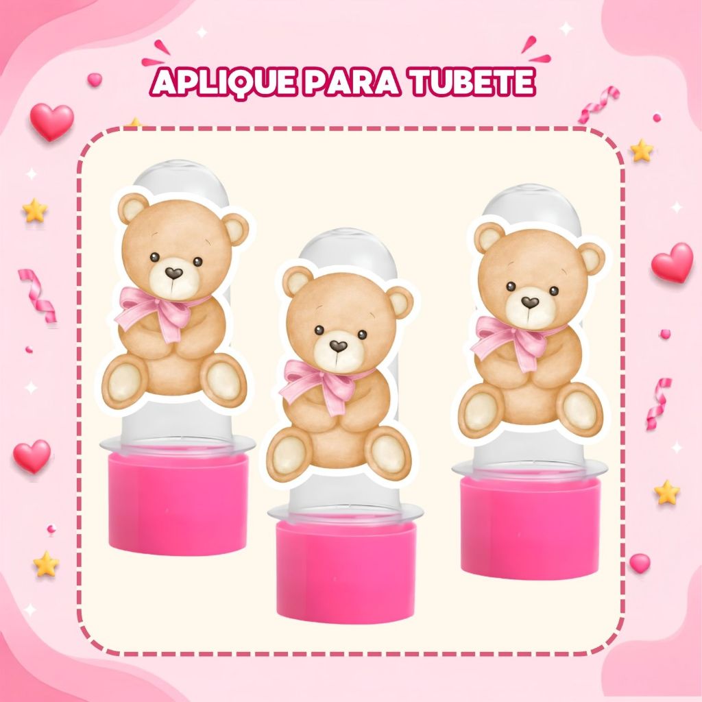 30 Apliques para Tubetes ursinho  Chá Revelação  Festa infantil  cha de bebe Lembrancinhas personalizadas