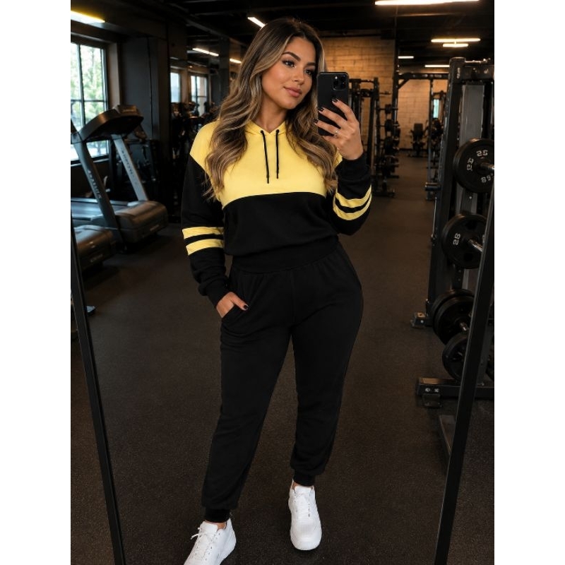 Conjuto Feminino Manga Longa Tecido Anarruga Conforto Calça + Blusa de Frio