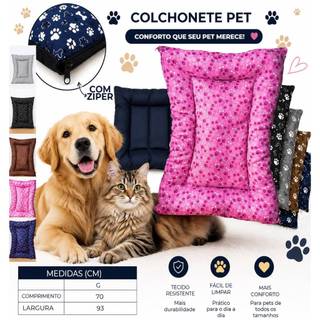 Cama Colchonete para pet Cachorro Gato Grande 93 x 70 cm