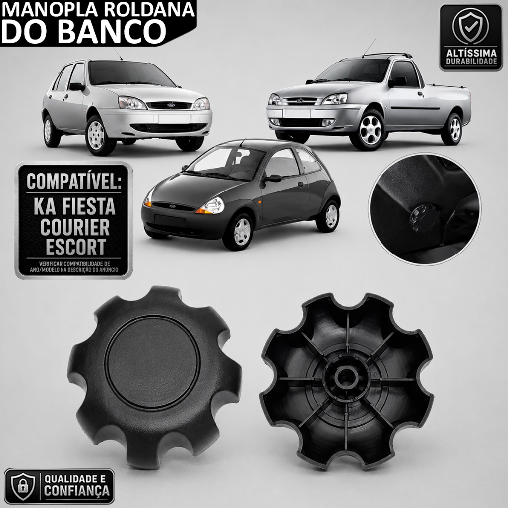 Manopla regulagem do banco Ka 1999 a 2007 Fiesta 1999 a 2006 Courier 1999 a 2013 Escort 97 Até 2002