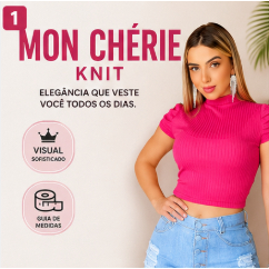 Blusa Feminina Canelada Gola Alta Manga Curta Casual Elegante Confortável Moda Casual Tendência