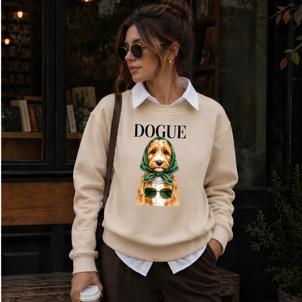 Moletom Feminino Estampado Dogue Careca Flanelado Manga Longa Moda Inverno Casual Confortável