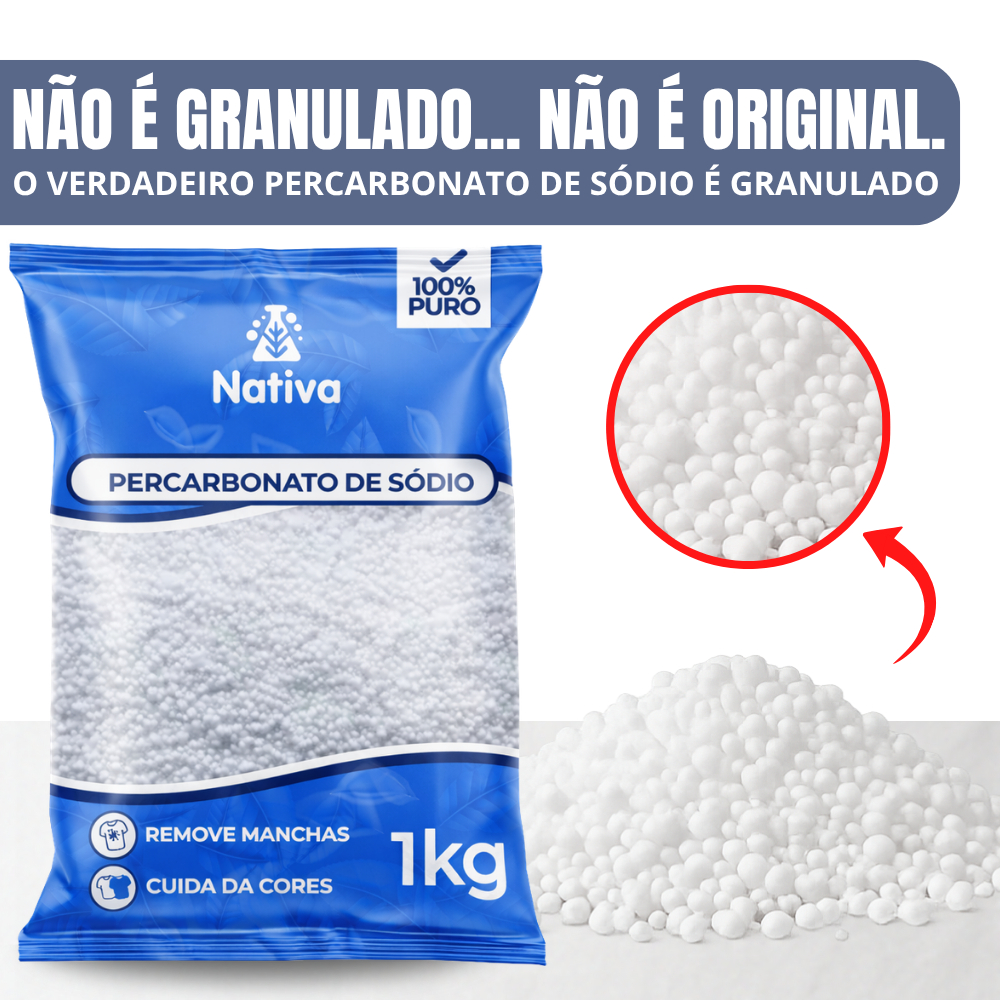 Percarbonato Granulado Original + 100% Puro Oxigênio Ativo Premium Remove Manchas Difíceis e Devolve o Branco