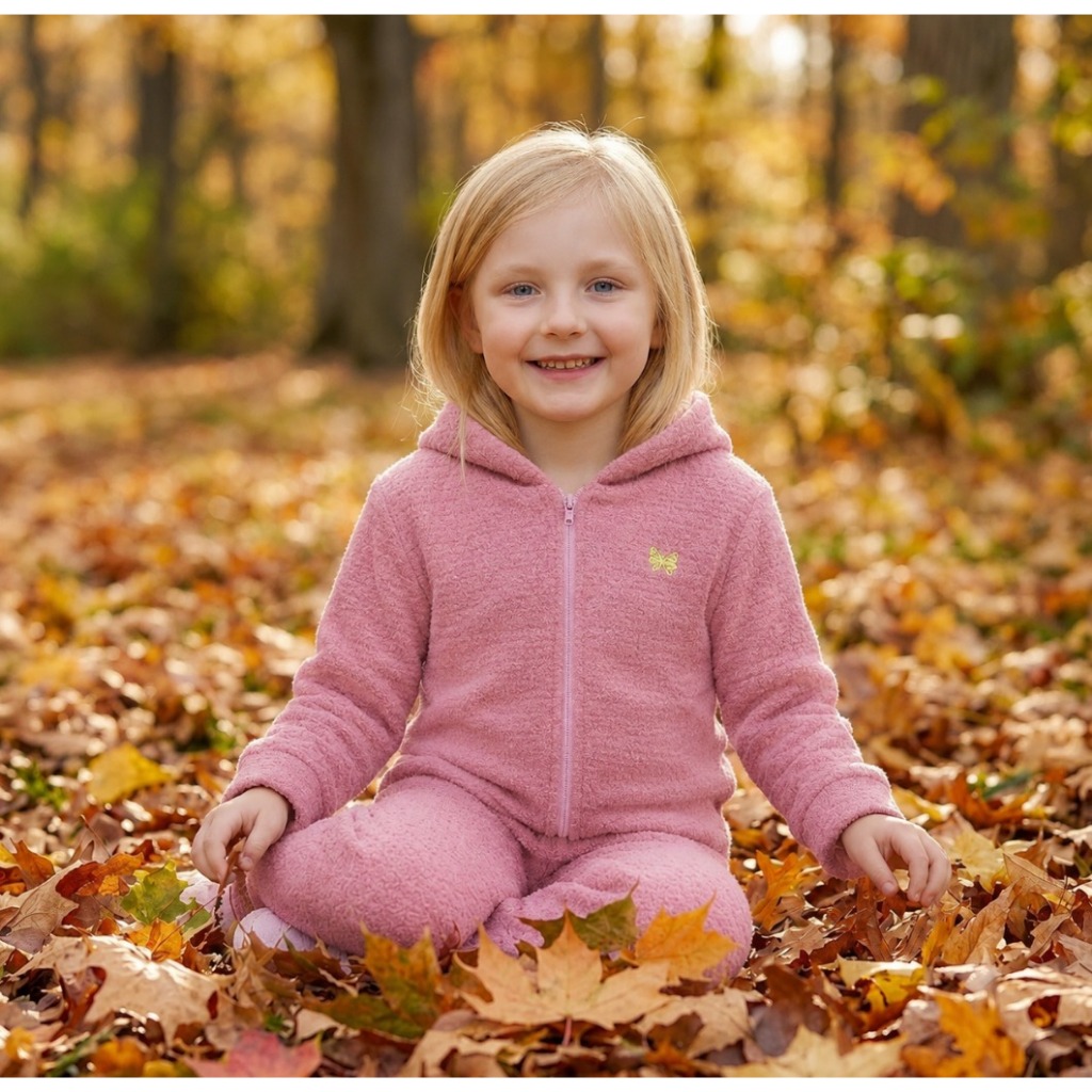Conjunto Infantil Menina Inverno 1 Casaco Ziper e Capuz + 1 Calça Bouclé Peluciado Quentinho Juvenil 1 ao 16