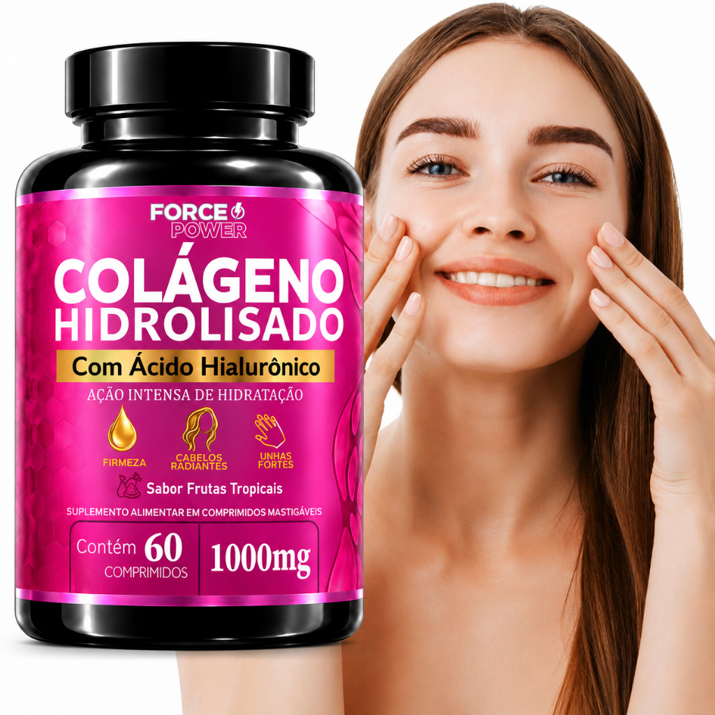 Colágeno Hidrolisado com Ácido Hialurônico Facial CABELO PELE UNHAS  - POTE PARA 30 DIAS USO