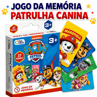 Jogo da Memória Patrulha Canina Rouba Monte Educativo Personagens da Paw Patrol Brinquedo Divertido