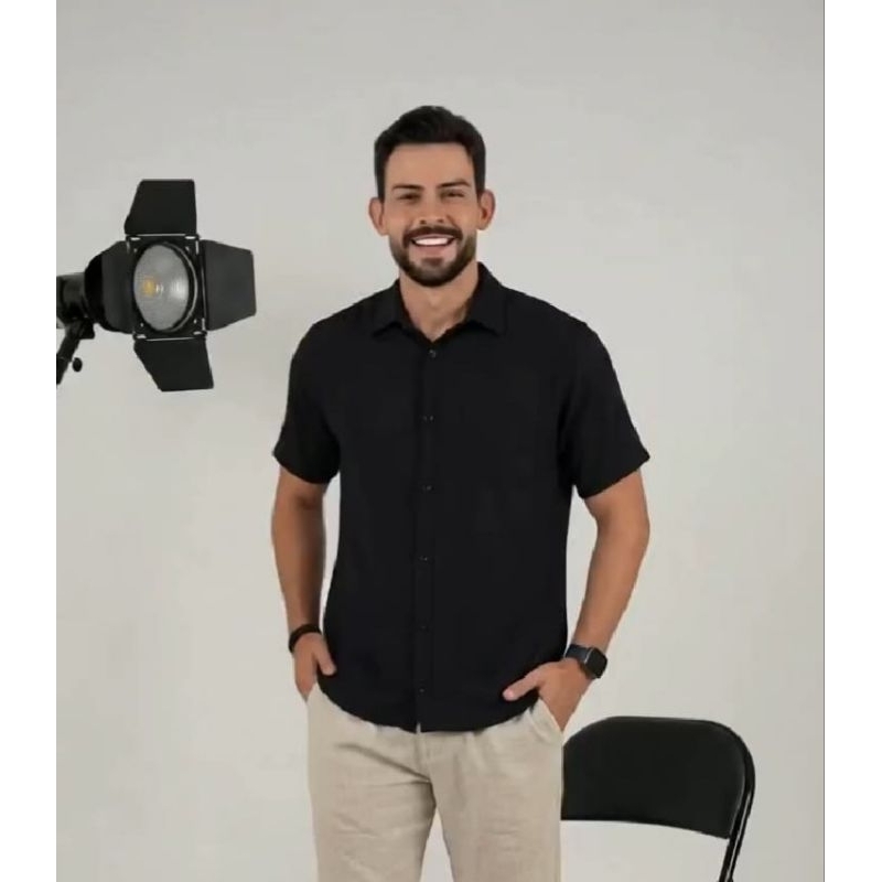 Camisas sociais masculinas manga curta slim,Casual,Modernas,Tecido confortável que não amassa.