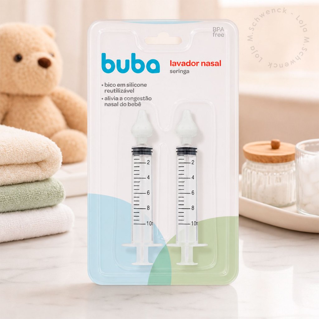 Kit 2 Seringa Lavagem Nasal Buba Limpeza Bebê Infantil Adulto Bico Silicone Nariz Livre BPA Free