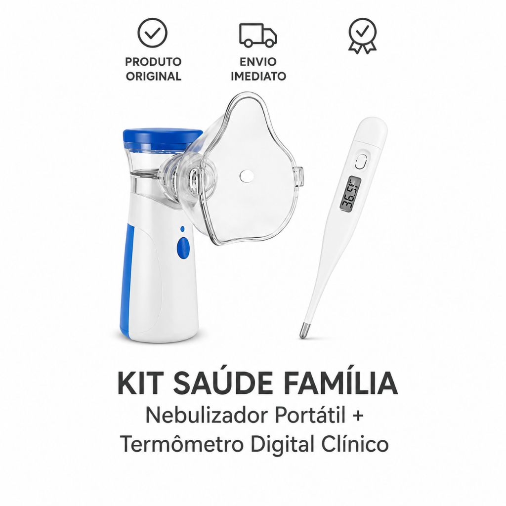 Kit Nebulizador Ultrassônico Mesh com Termômetro Digital