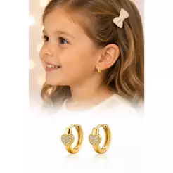 Brinco Infantil Festa Aniversario Argolinha Click Cravejado Banhado a Ouro semijoia hipoalergenico