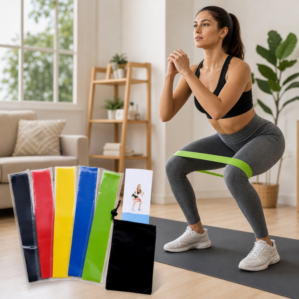 Kit Faixa de Resistência 5 Unidades Treinamento Muscular Elástico Multinível com Bolsa Armazenamento