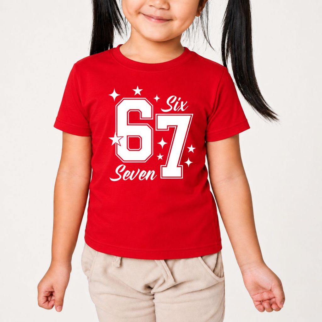 Camiseta Infantil 67 Six Seven Modelo Viral Trend Tiktok 100% Algodão Lançamento