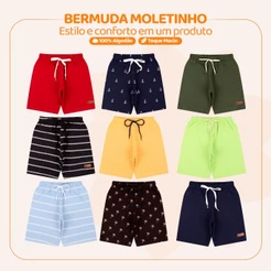 Kit 3 ou 5 Bermudas Menino Infantil Moletinho em Algodão Moda Casual