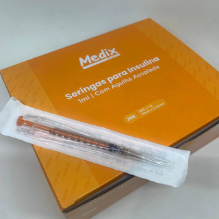 Seringas de Insulina 1ml 100UI SEM AGULHA Bico Slip Zero Resíduo - Medix