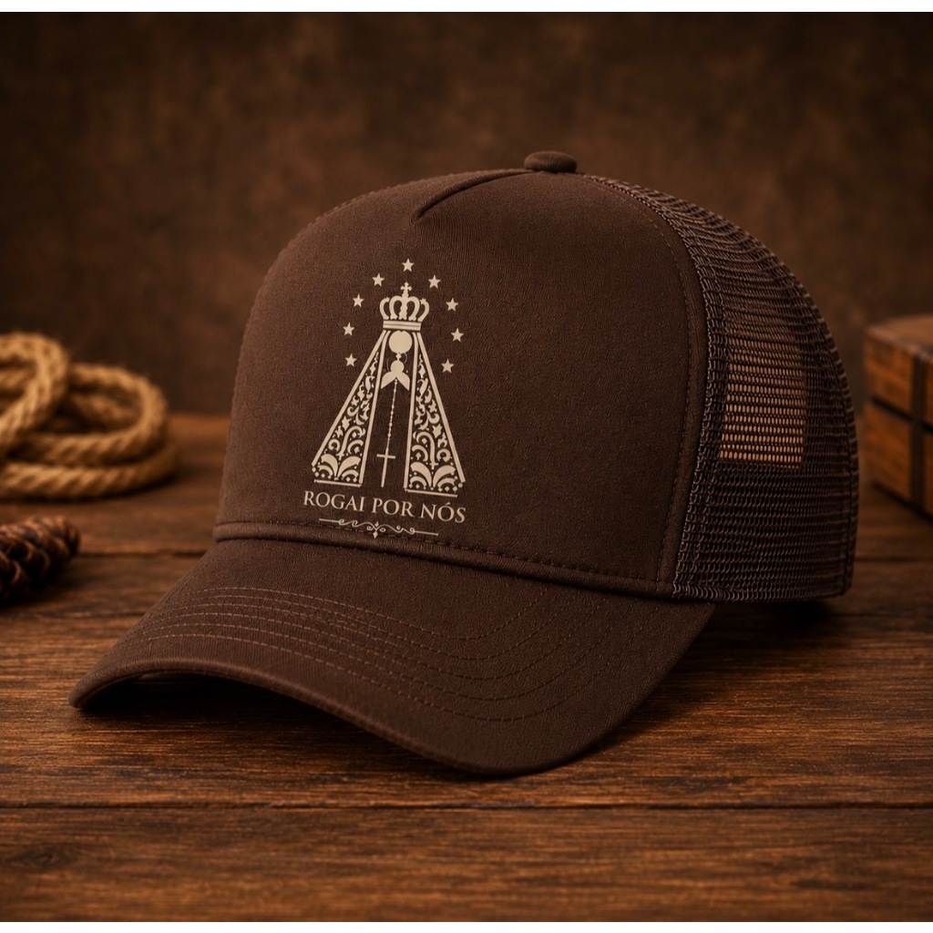 Boné nossa senhora estilo trucker aba curva telinha respirável- Envio rápido