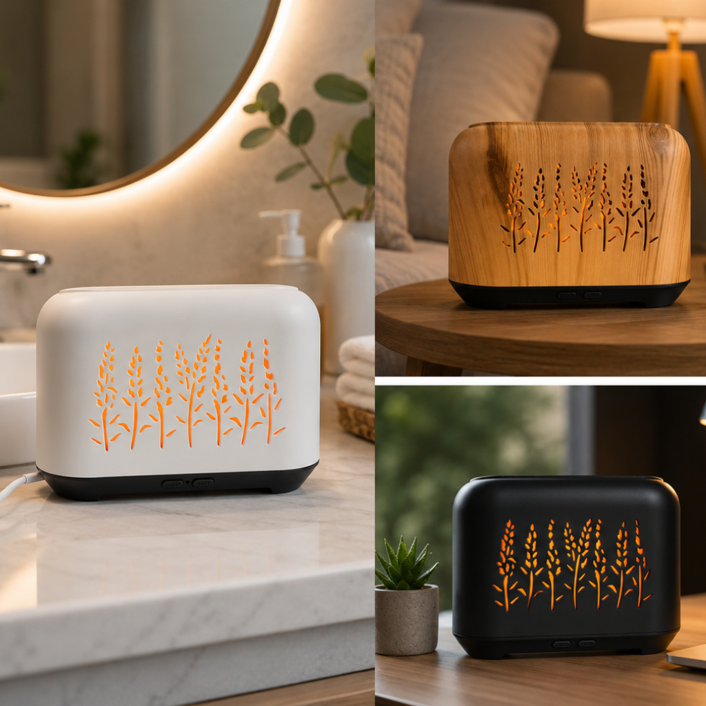 Difusor Aromatizador Ultrassônico & Luminária LED C/ Simulação de fogo