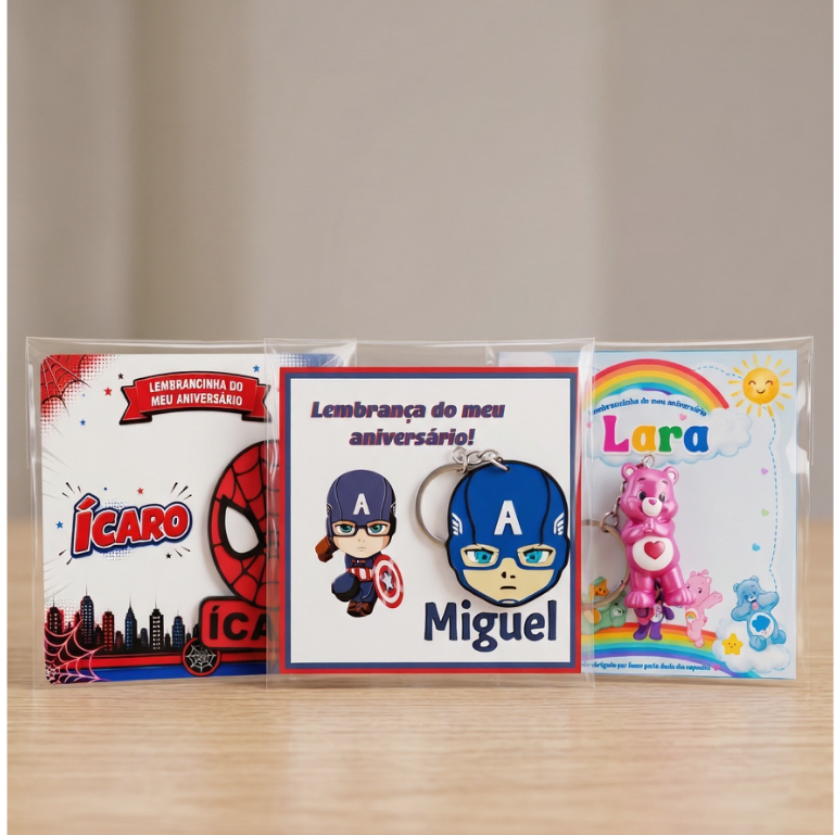 kit com 10 Lembrancinha De Aniversário Infantil Chaveiro Personalizada Com Tag Exclusivos