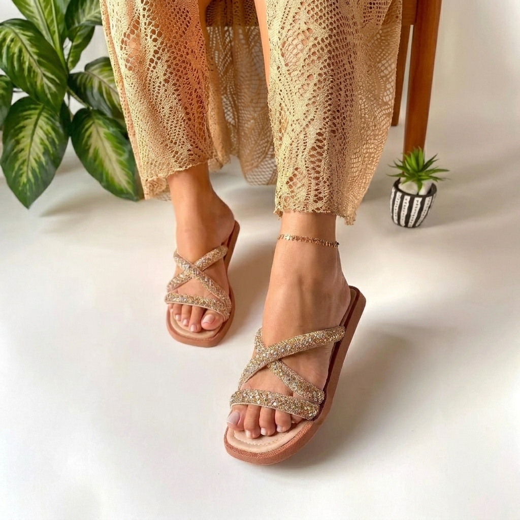 Sandália Sandalia Plataforma Feminina Antiderrapante Macia Confortável Santorine n*506 Envio Rápido