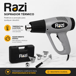 Soprador Térmico Ar Quente Soprador Razi 1500/2000w Soprador Com Acessórios 2 Temperaturas Pistola