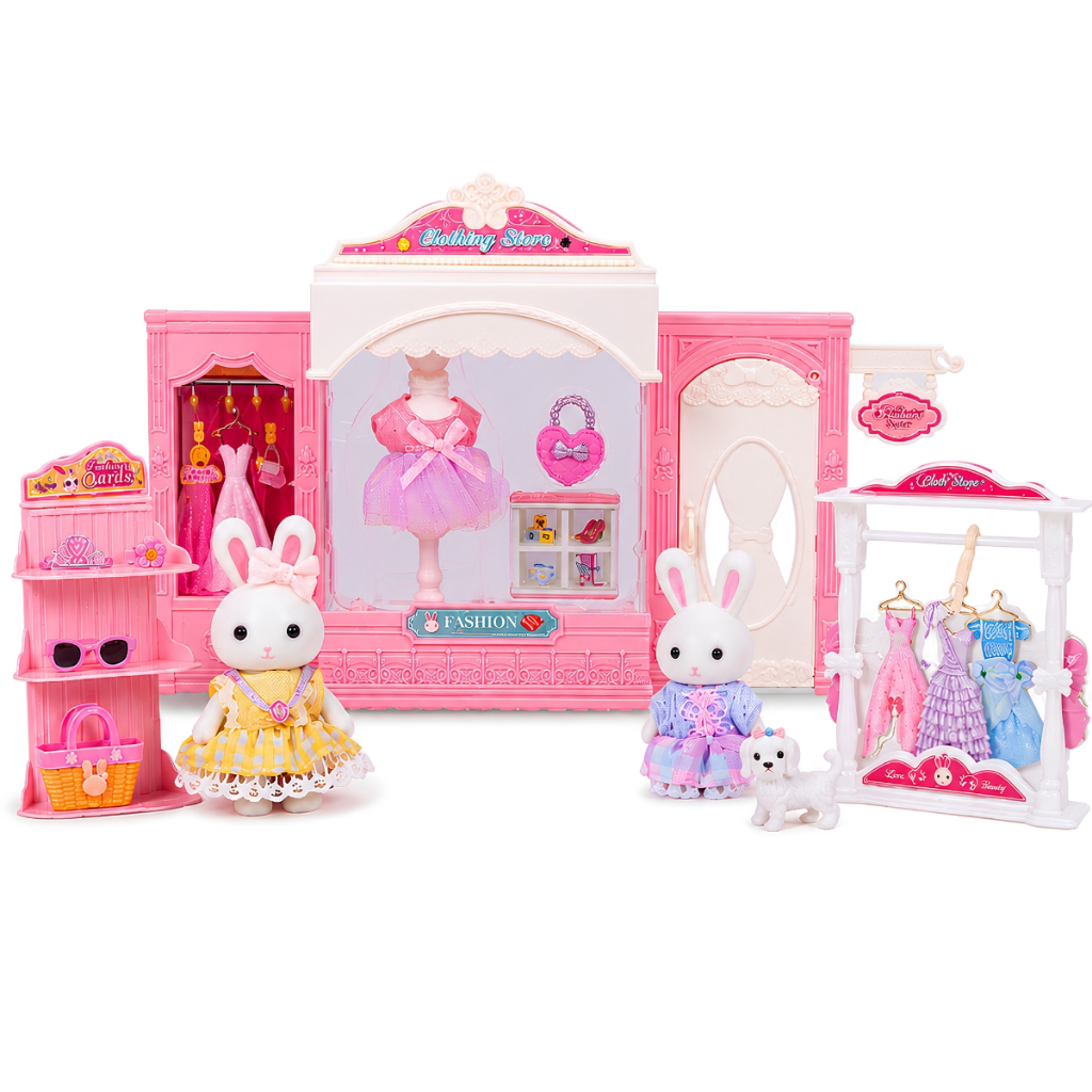Brinquedo Loja de Roupas Coelhinhas Bay Dream Com Acessórios Faz De Conta Castel