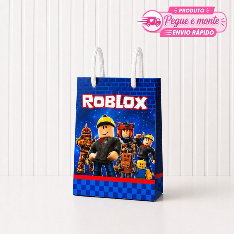 Sacolinha Pequena Roblox Personalizada Lembrancinha para Festa Aniversário Enviado Desmontado
