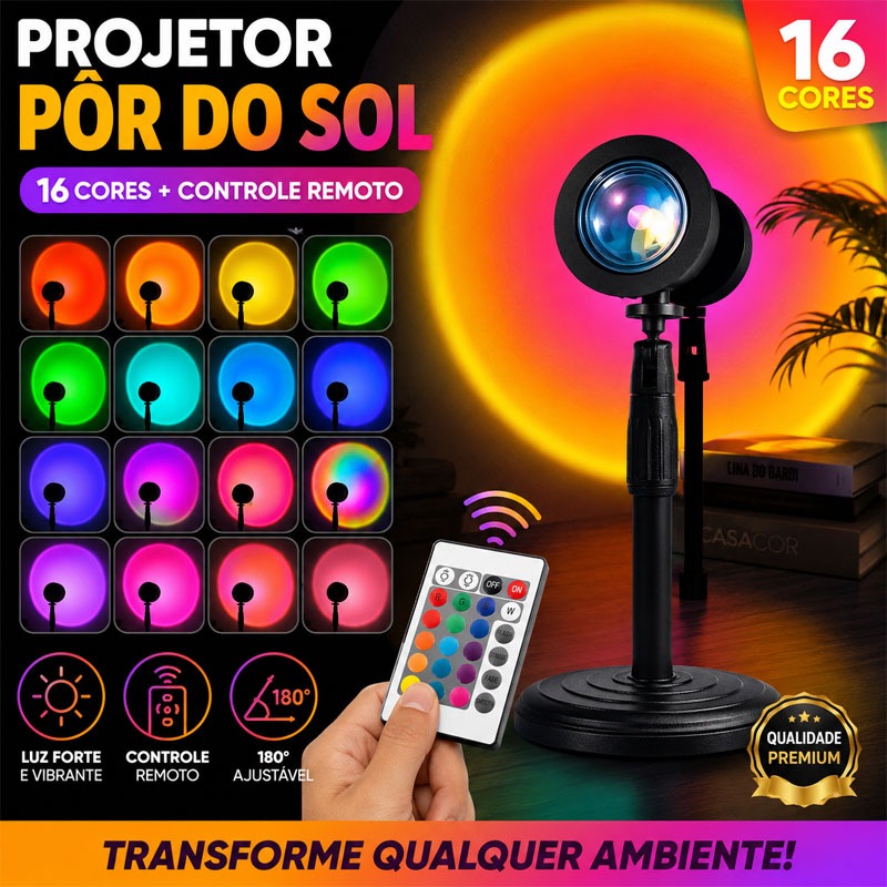 Pôr Do Sol Lâmpada USB 16 Cores Luz Noturna Ajustáveis Led Projetor com Controle Remoto