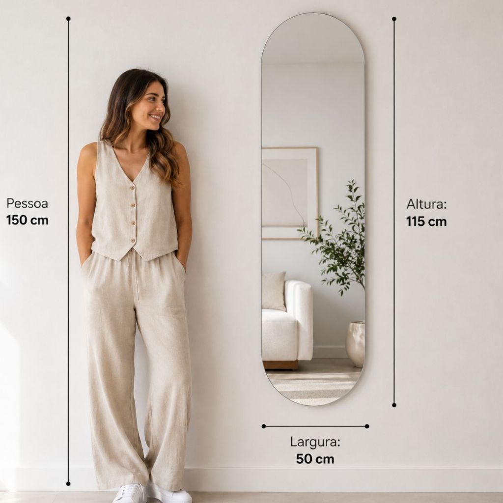 ESPELHO LOPAZZI OVAL PINTEREST CORPO INTEIRO DECORAÇÃO MODERNO GRANDE 115CM DECORATIVO HALL QUARTO — imagem 2 de 2