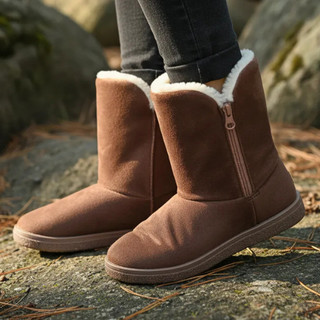Bota Feminina Forrada com Pelúcia Cano Médio Inverno Quentinha Antiderrapante Confortável Esquimó