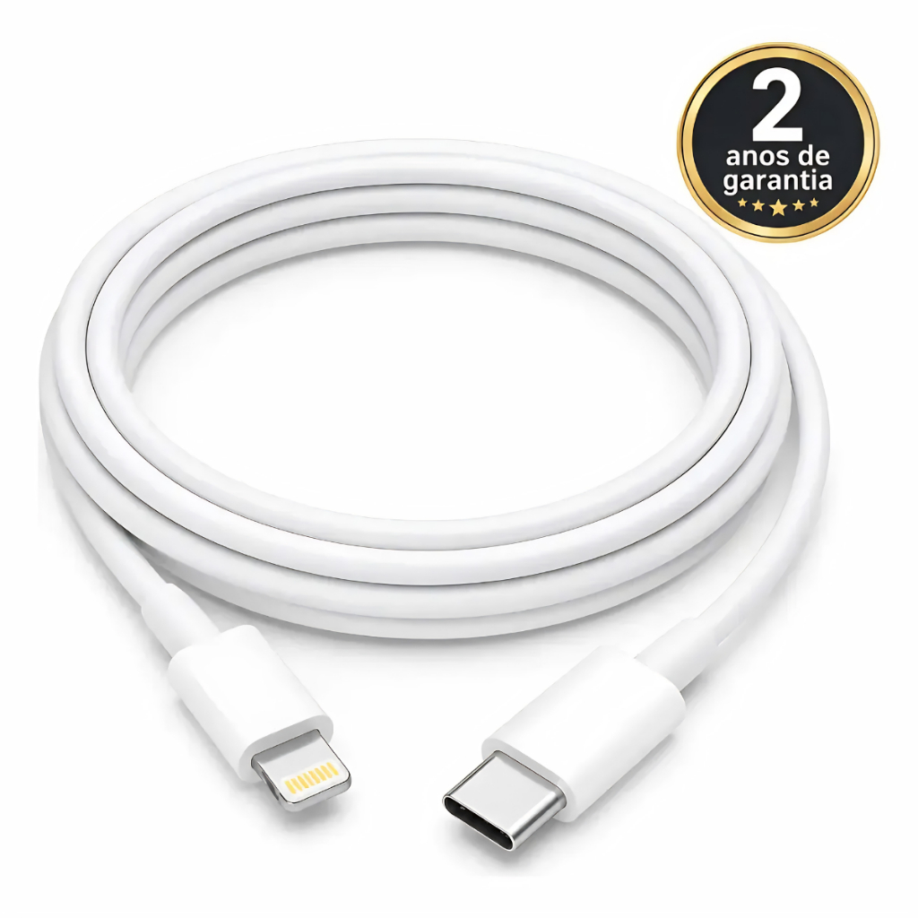 Cabo Carregador Compatível Com iPhone 8 9 10 11 12 13 14 Pro Max Turbo Tipo C Branco 1m Rápido Silicone Resistente Zr006