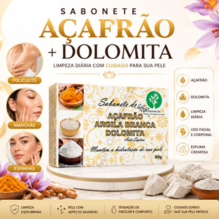 1 Sabonete de Açafrão, Argila Branca e Dolomita Bionature – Auxilia na limpeza da pele equilibra a oleosidade