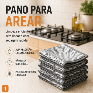 Pano De Limpeza Aço Kit 6/12/18/24 Para Arear Panelas Premium Tira Gordura Fogão Louças Reutilizável