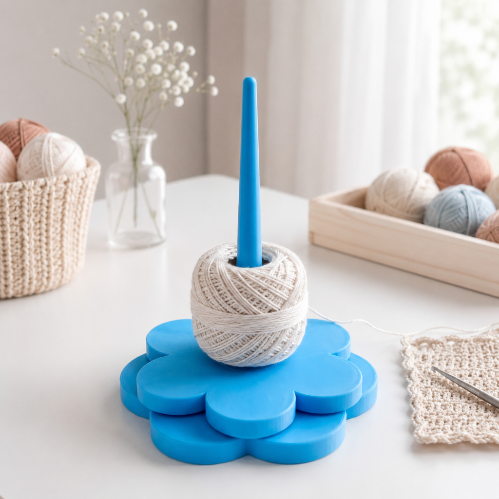 Suporte Giratório para Linha de Crochê e Tricô Desmontável Novelo Barbante Fio Flor 360° Artesanato