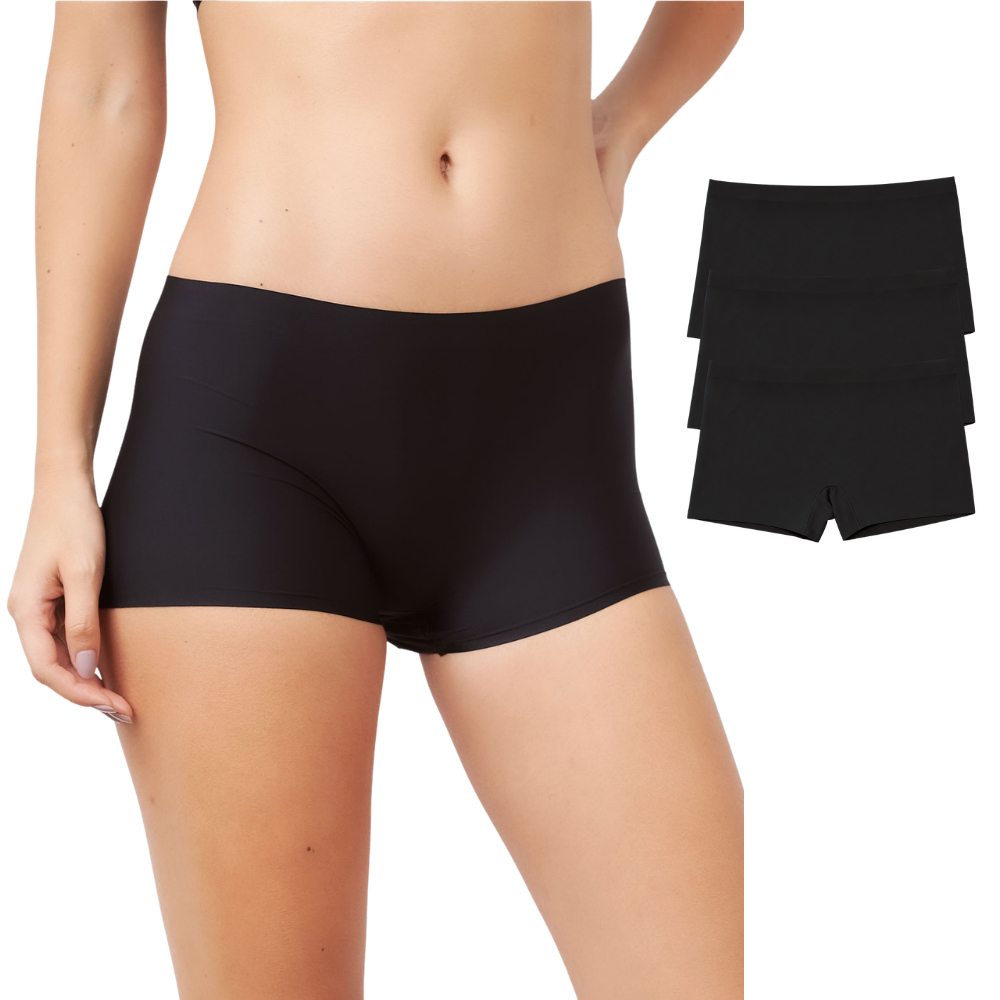 Kit com 3 Calcinhas Boxer Boyshort Sem Costura Segunda Pele