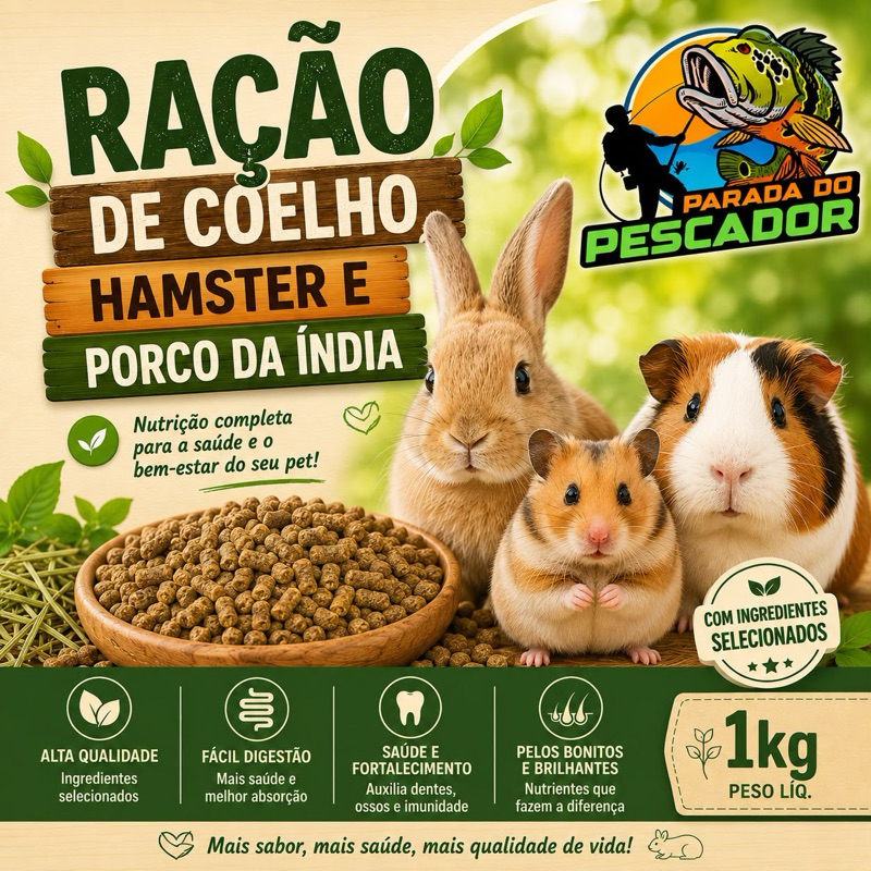 Ração Alfafa Paletizada 3kg Roedores,Hamster,Coelho,Porquinho Da índia