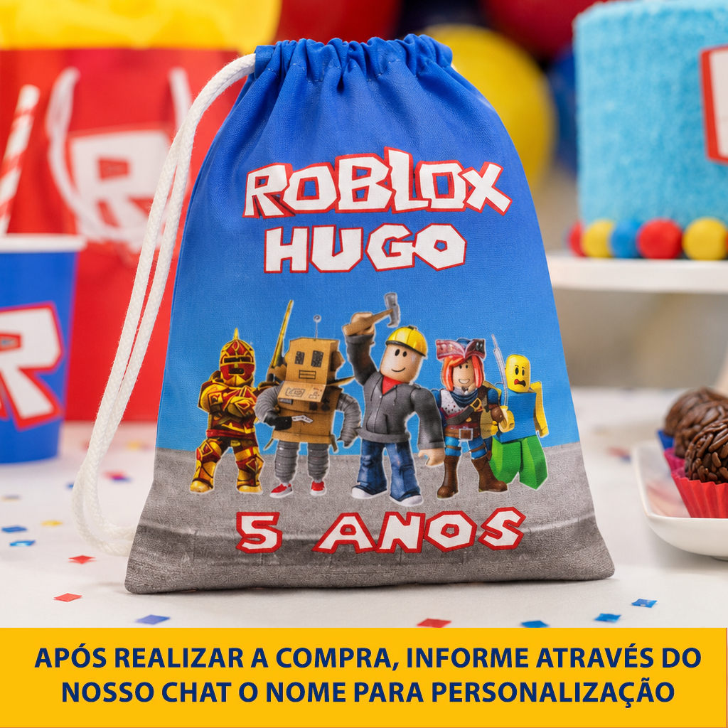 Kit Mochilinha Sacolinha Mochila Saco Sacochila Saquinho Lembrancinha Brinde Aniversario Personalizadas Roblox