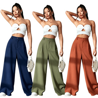Calça Feminina Cintura Alta, Calça Casual Feminina, Calça Perna Larga, Calça Elegante, Calça Feminina Estilo Popular