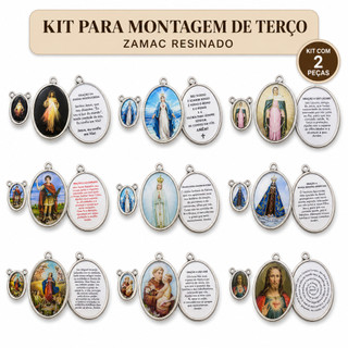 Kit Peças Montagem de Terço Religioso Zamac Niquelado Acessórios para Artesanato