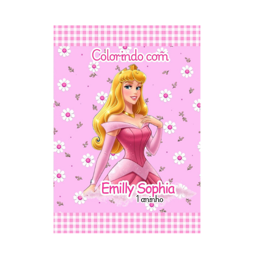 Livrinho de Colorir Personalizado Princesa Aurora | 10 Livrinhos para Lembrancinha Festa Infantil | Nome e Idade