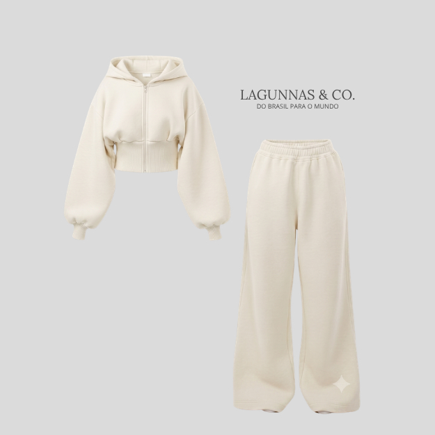 conjunto femenina de moletom para frio desing, lagunnas