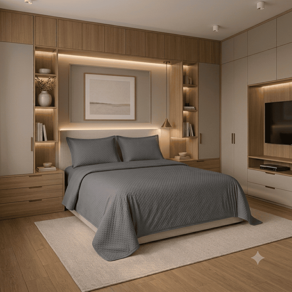 Cobre Leito Colcha + Porta Travesseiro 400 Fios Dupla Face Decoração Cama Casal Queen King Solteiro.