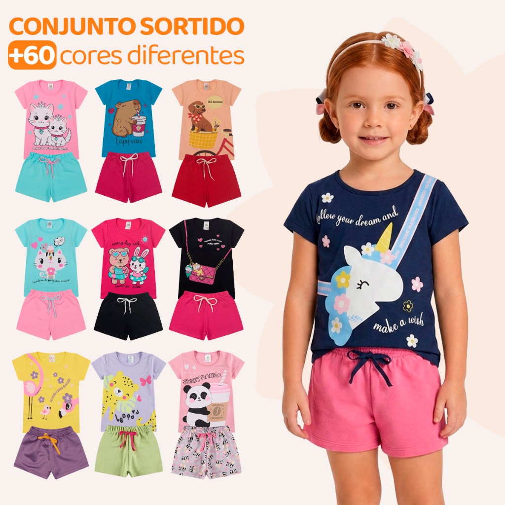 Kit Sortido 6 ou 10 Peças Roupas Infantil Bebê Menina Feminino Conjuntos de Roup