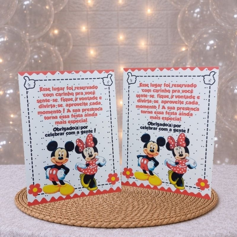 10 a 30 Plaquinhas de Mesa - MICKEY E MINNIE - Centro de Mesa - Decoração Festa (ENVIO RÁPIDO)