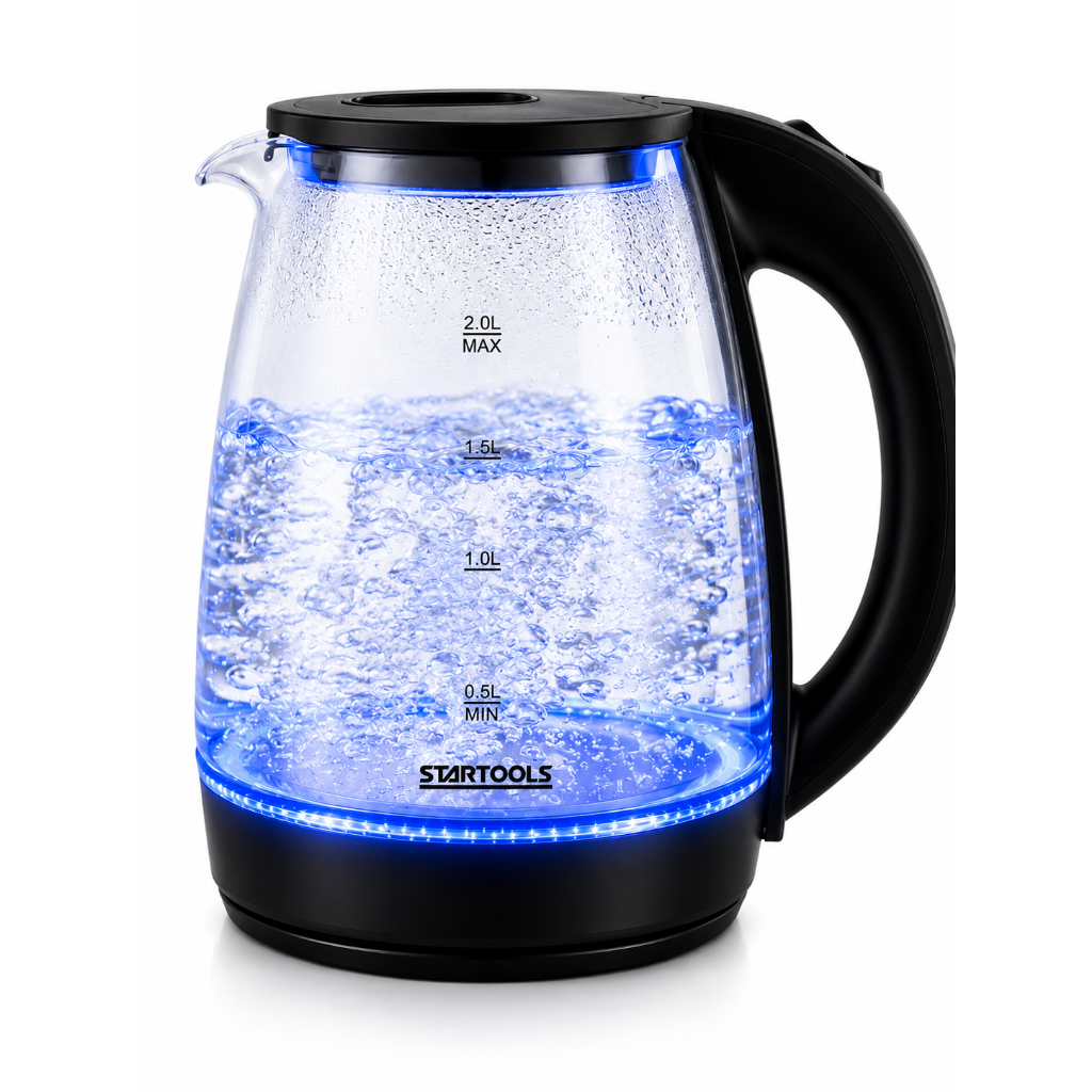 Chaleira Elétrica Vidro 2 Litros LED Ferve Agua Chá Café Com Desligamento Automatico