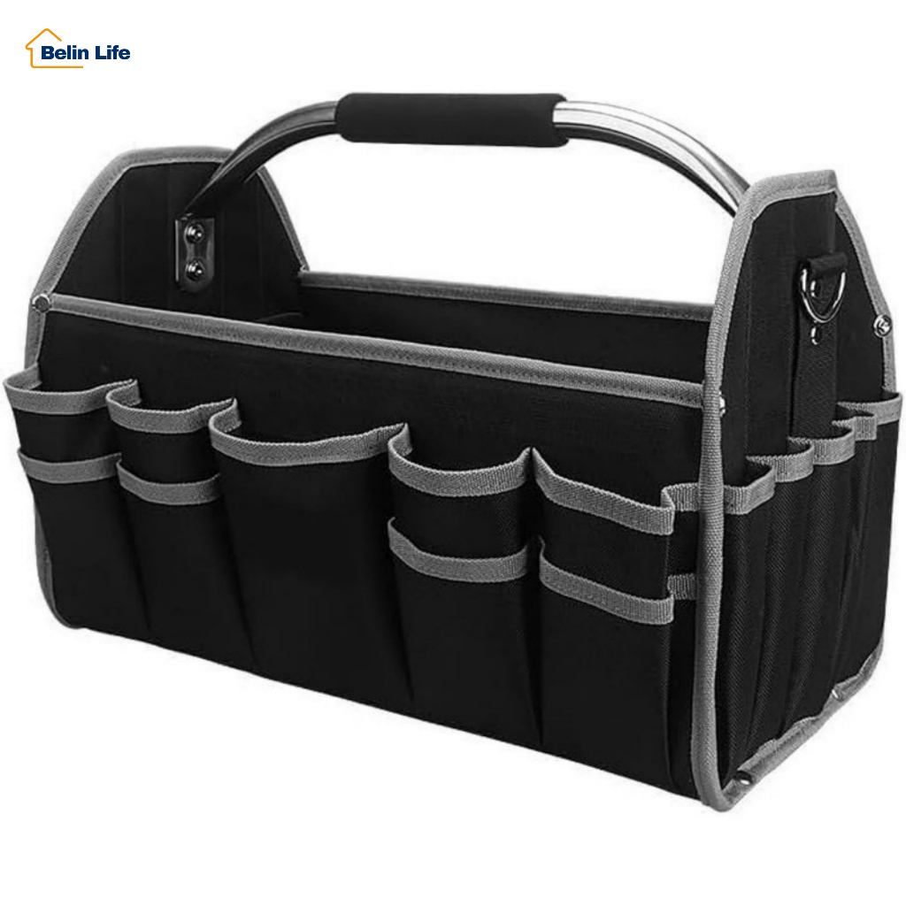 Bolsa Organizadora de Ferramentas Aberta 41x23cm Alça Metálica Impermeável com B