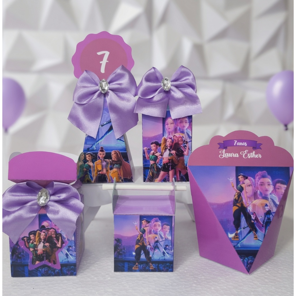 KIT CAIXAS TEMA GUERREIRAS DO K-POP / ANIVERSARIO / PERSONALIZADOS / FESTA / LEMBRANCINHA