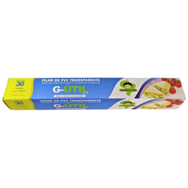 Rolo de Plástico Filme PVC 28cm x 30m Guarufilme